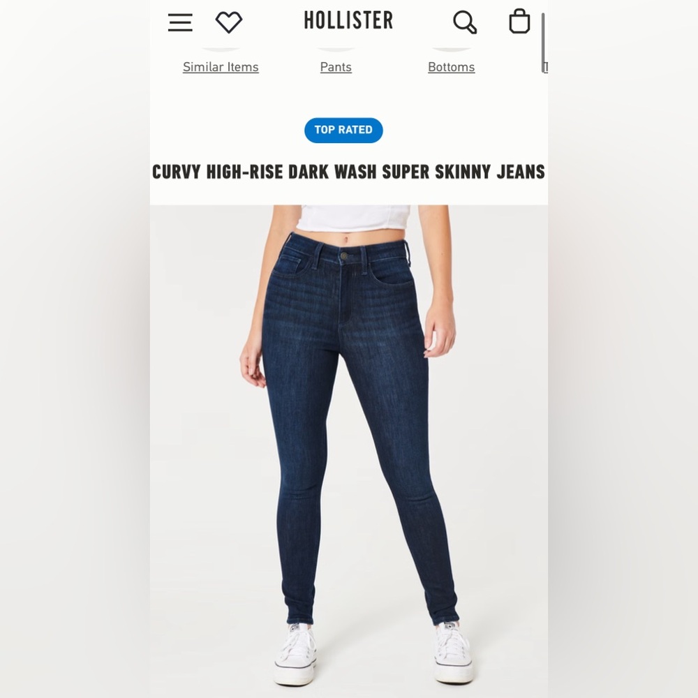 Hollister Curvy High Rise Super Skinny Jeans Dark Wash Size 10S